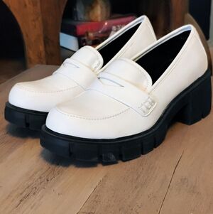 Madden NYC White Platform Loafers